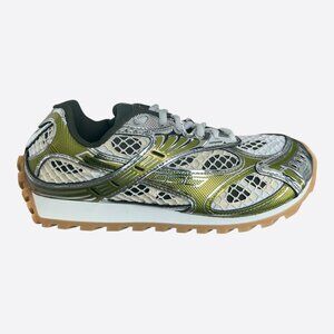 Bottega Veneta Olive & Silver Orbit Women's Sneakers